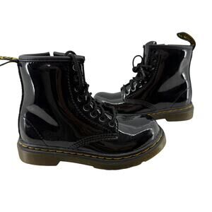 Dr. Martens Toddler Black Patent Leather Lace Up Combat Boots Size 9